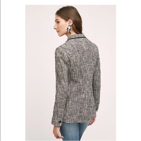 Anthropologie Cartonnier Levine Knit Blazer Black White Tweed Knit Size 10 - Picture 15 of 16